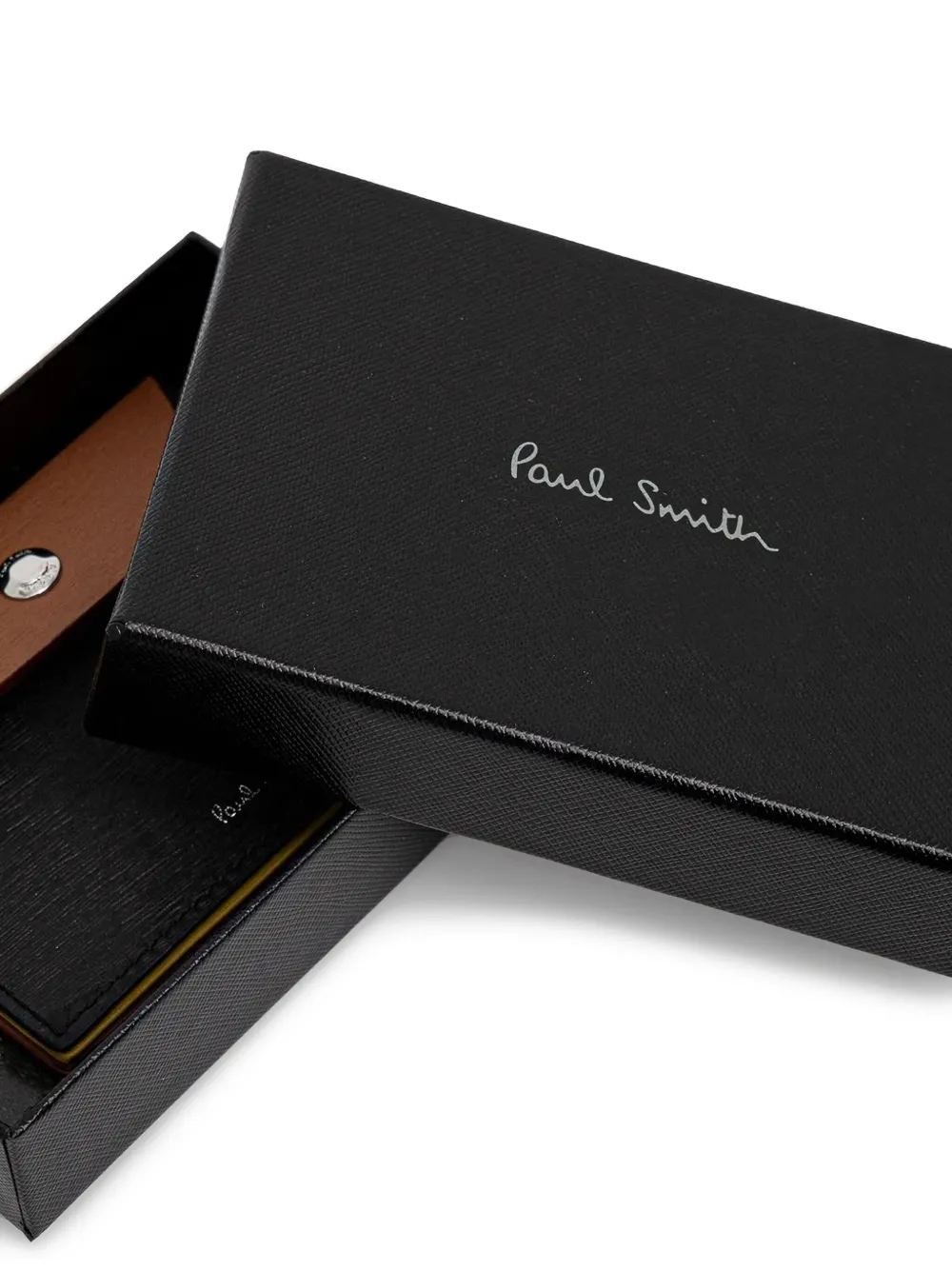 Paul Smith Multi-stripes Leather Cardholder In Black