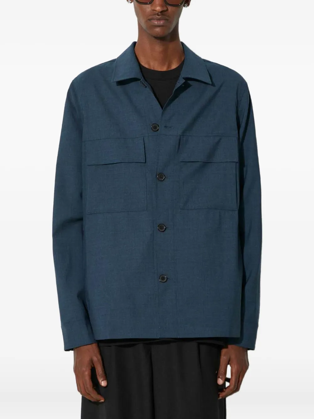 Paul Smith ダブルポケット シャツジャケット - ブルー Paul Smith ダブルポケット シャツジャケット - ブルー