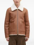 Paul Smith shearling-collared leather jacket - Brown