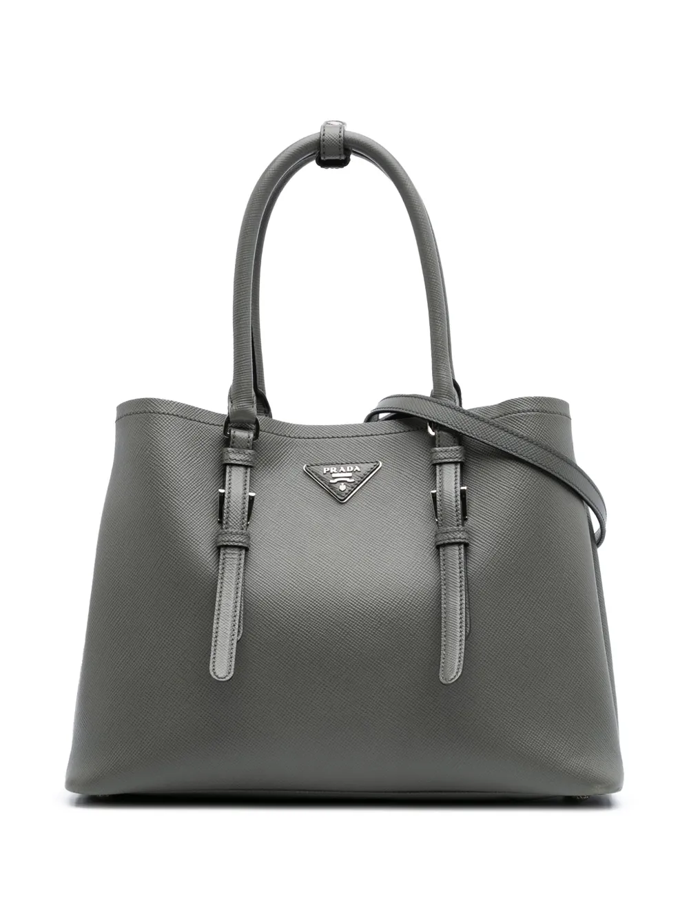 Prada Pre-Owned 2010-2024 Medium Saffiano Cuir Double satchel | Grey | Image 1