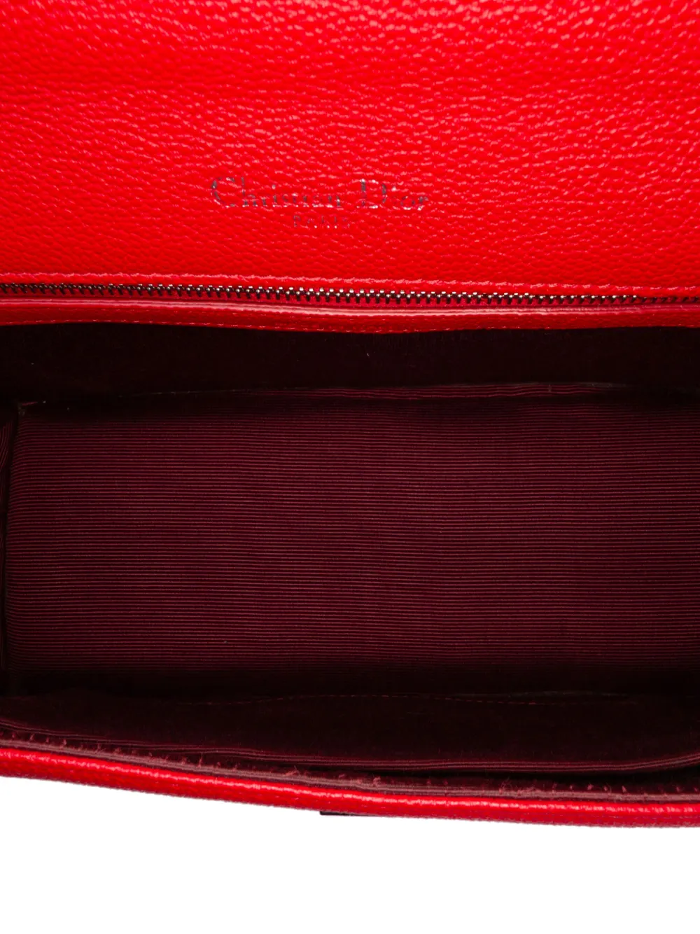 Pre-owned Dior 2016 Medium Grained Calfskin Ama Flap Crossbody Bag In Red