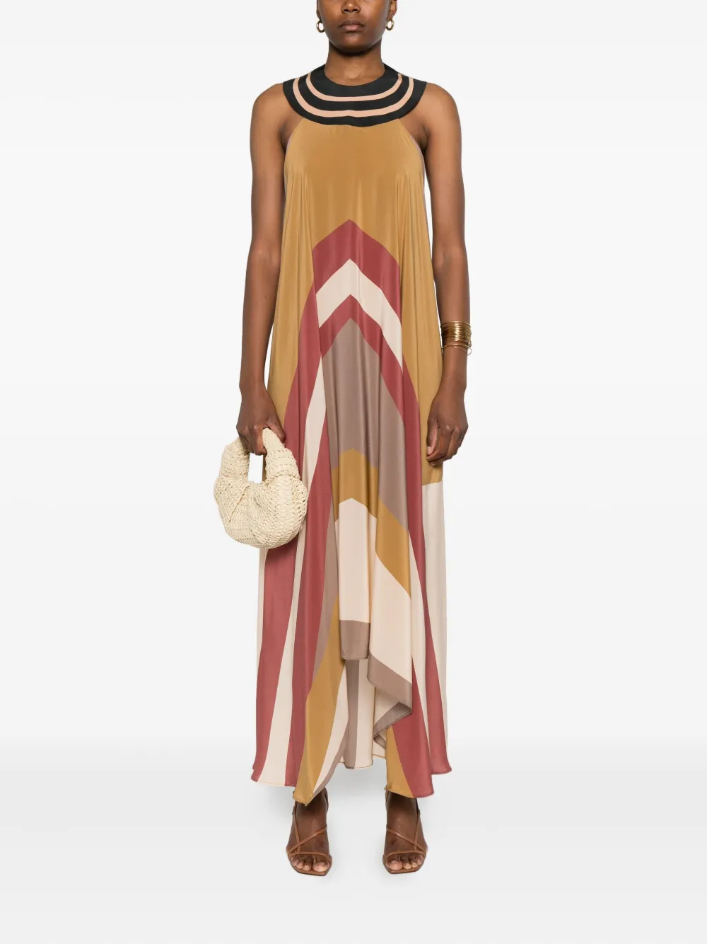 Volantis Saba midi-jurk met halternek Beige