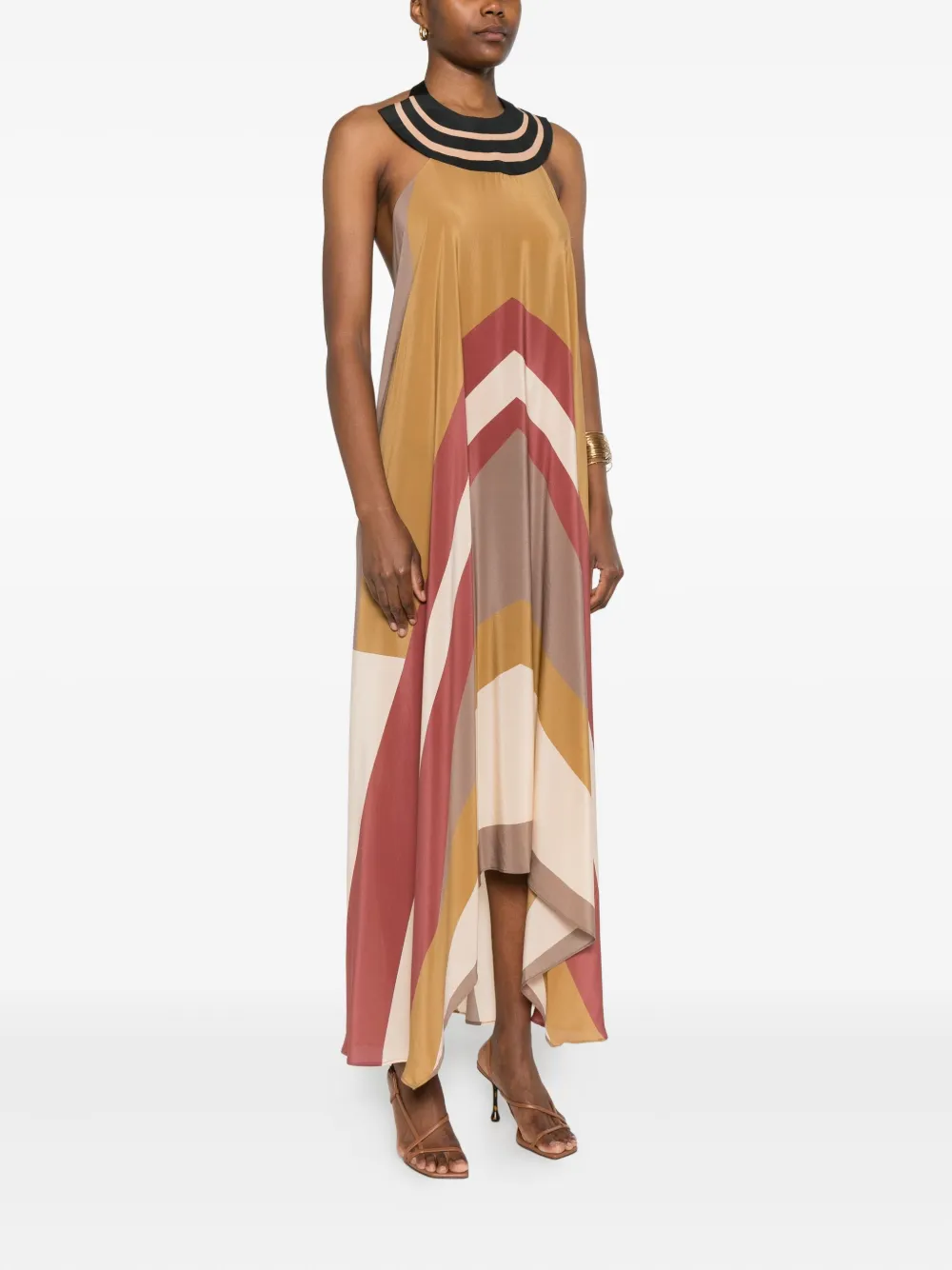 Volantis Saba midi-jurk met halternek Beige