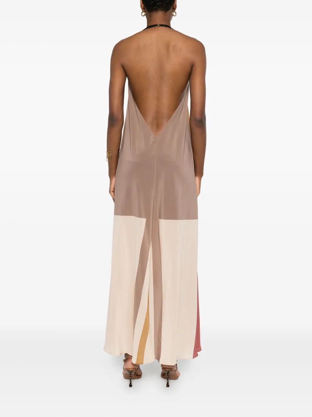 Volantis Saba midi-jurk met halternek Beige
