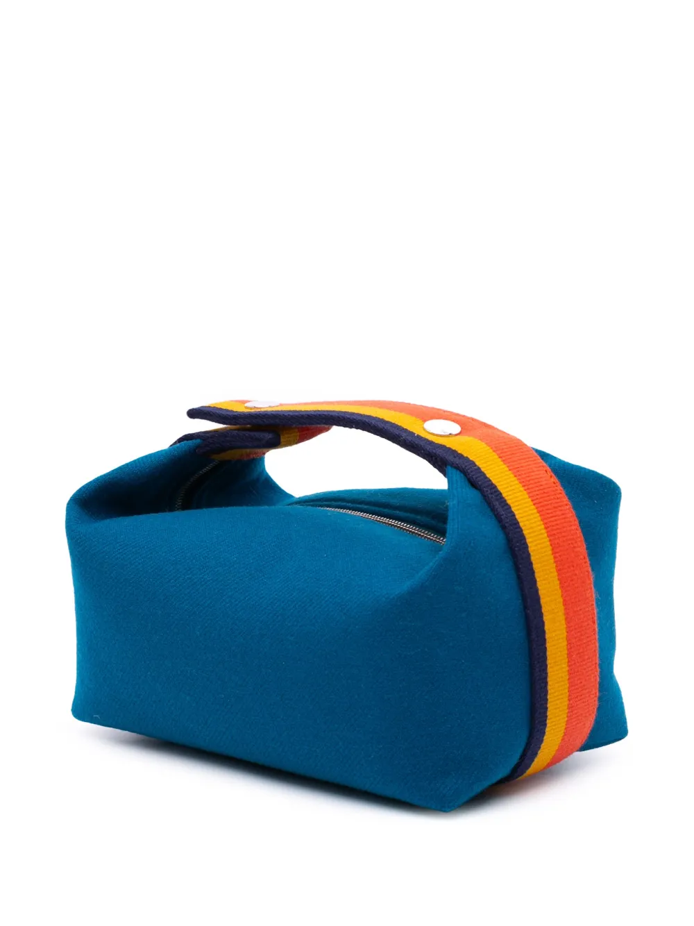 Pre-owned Hermes 2020-2024 Small Wool Bride A Brac Rocabar Case Vanity Bag In Blue
