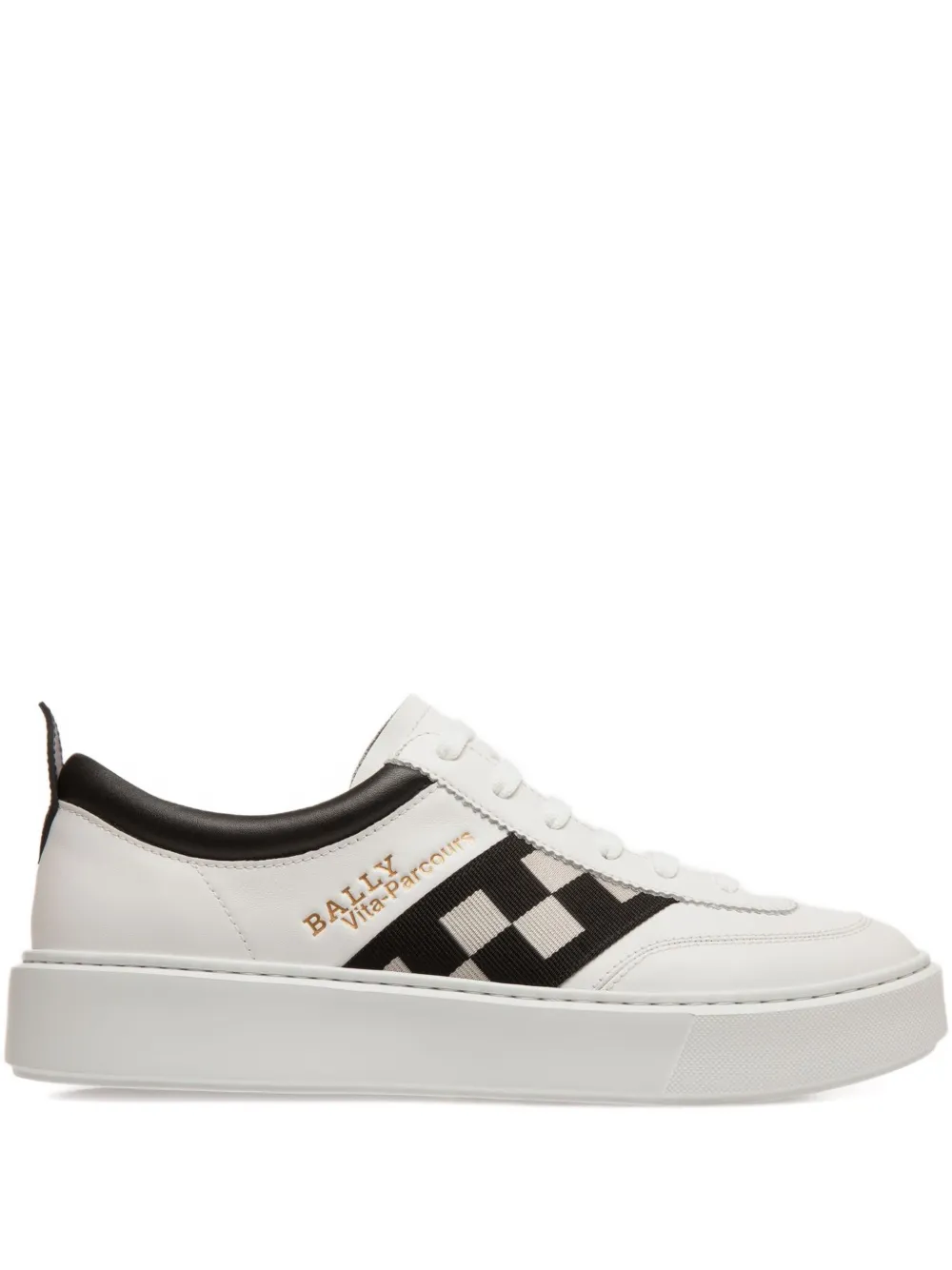 Bally checked-ribbon leather sneakers White