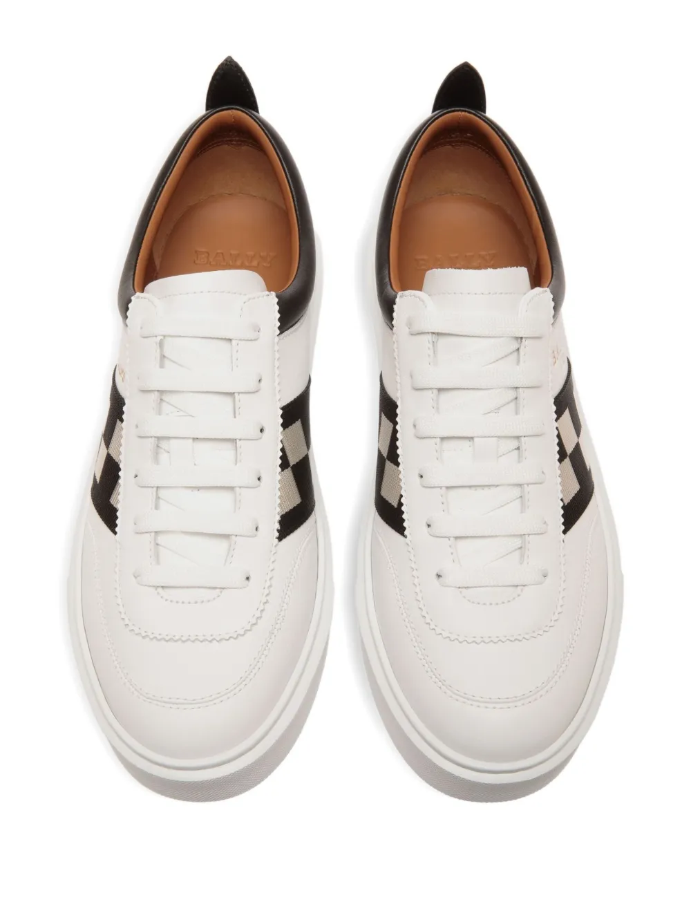 Bally checked-ribbon leather sneakers White