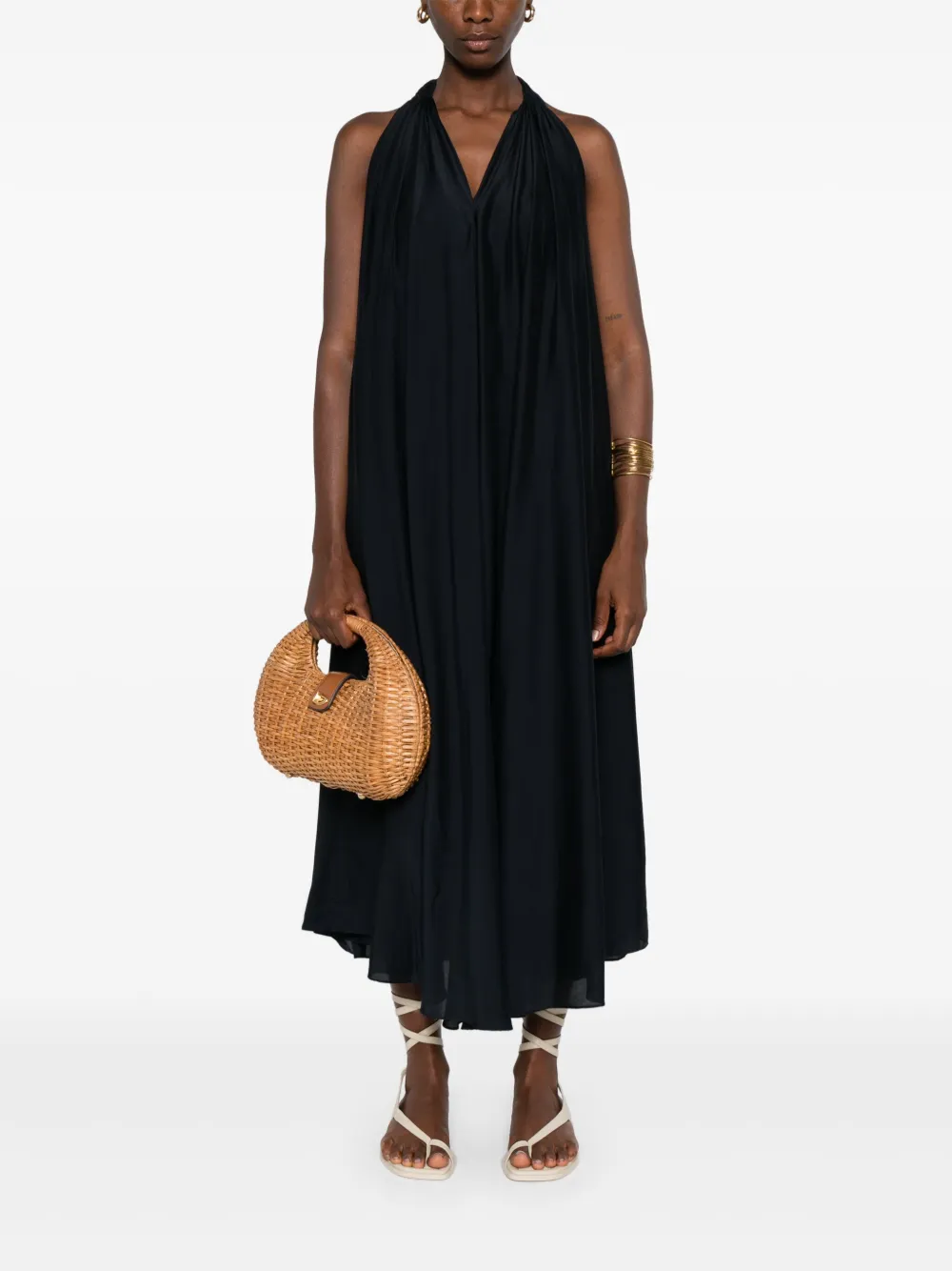 HUI MILANO draped maxi dress - Zwart