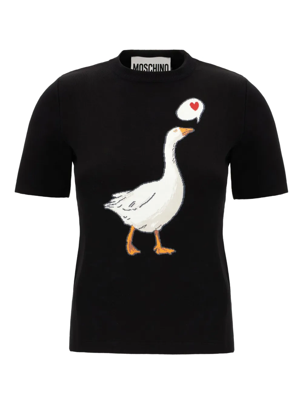 Moschino Katoenen trui met korte mouwen en patroon Zwart