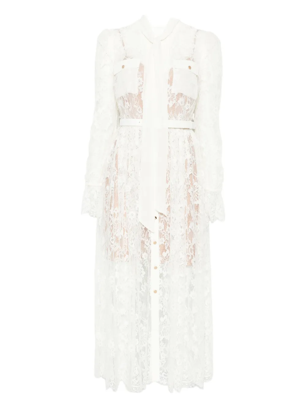 Self-portrait Lace Pussy-bow Midi Dress