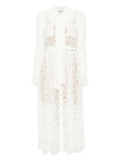 Self-Portrait lace pussy-bow midi dress