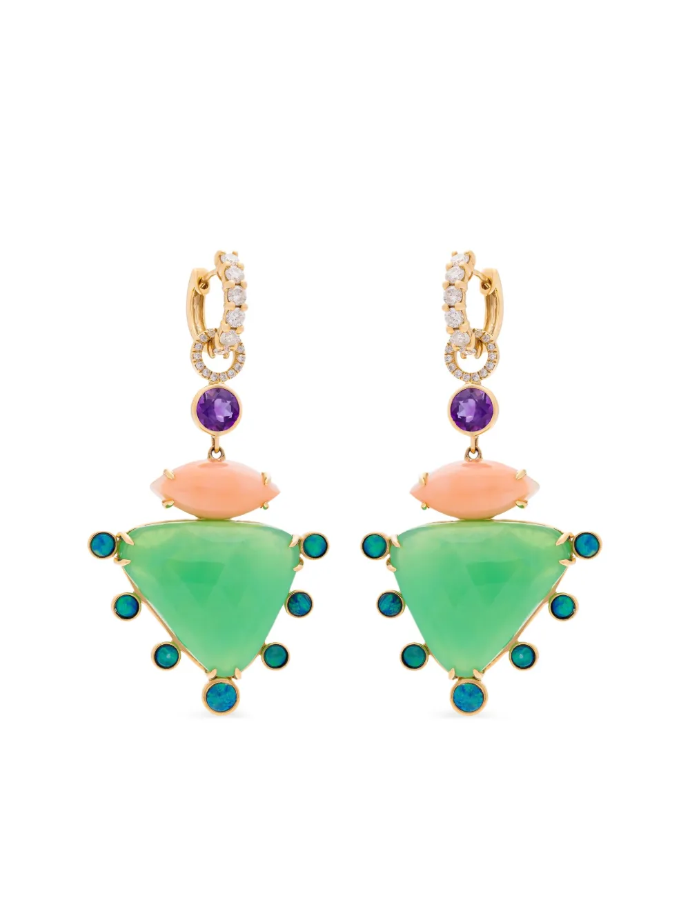 Eden Presley 14K yellow gold multi-stone drop earrings - ゴールドトーン Eden Presley 14K yellow gold multi-stone drop earrings - ゴールドトーン