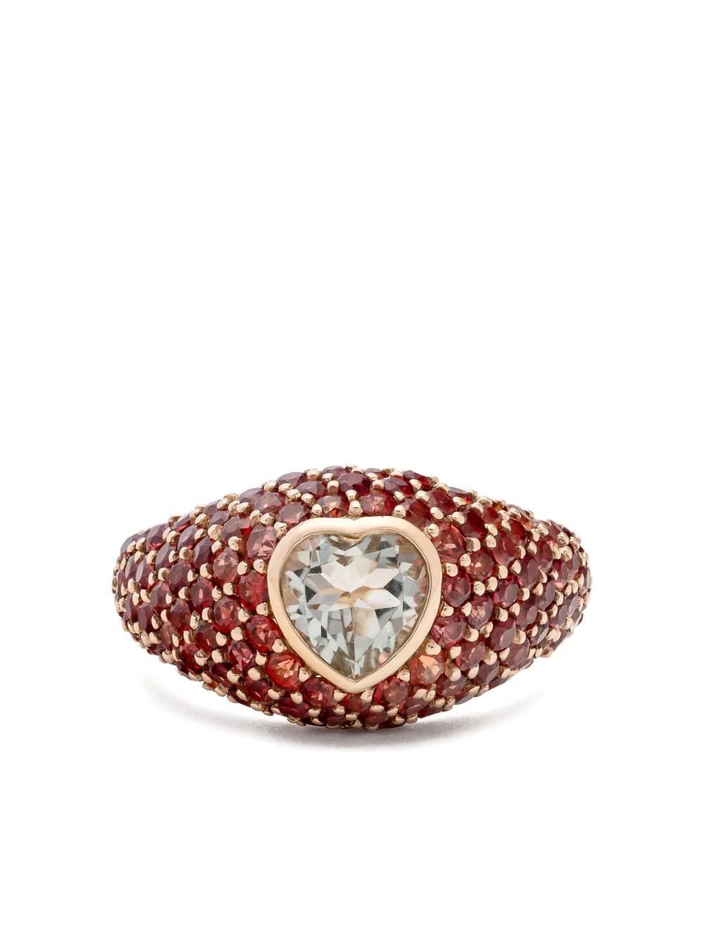 Lisa O 18K yellow gold Heart Prasiolite orange sapphire ring - ゴールドトーン Lisa O 18K yellow gold Heart Prasiolite orange sapphire ring - ゴールドトーン