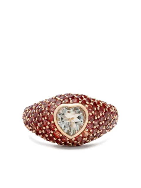 Lisa O 18K yellow gold Heart Prasiolite orange sapphire ring