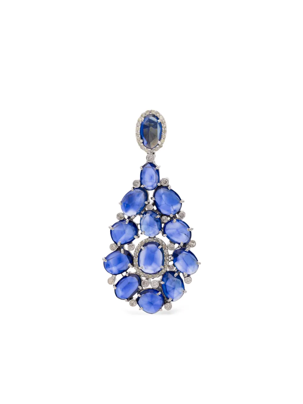 Munnu The Gem Palace 14K white gold sapphire diamond drop earrings - Munnu The Gem Palace 14K white gold sapphire diamond drop earrings -