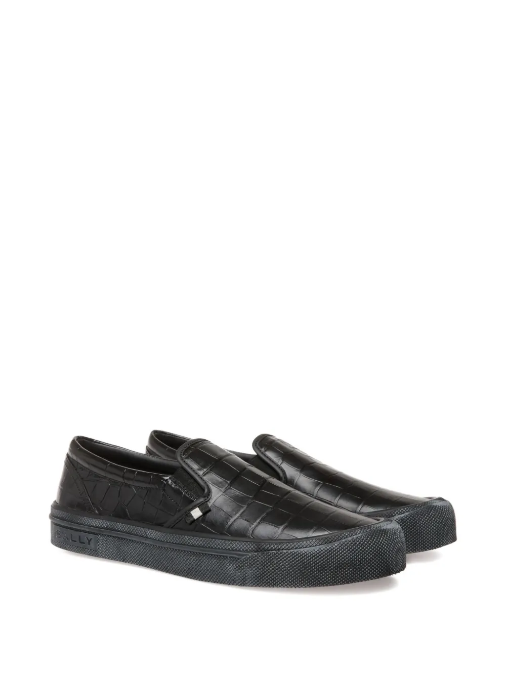Bally embossed leather slip-on loafers Black