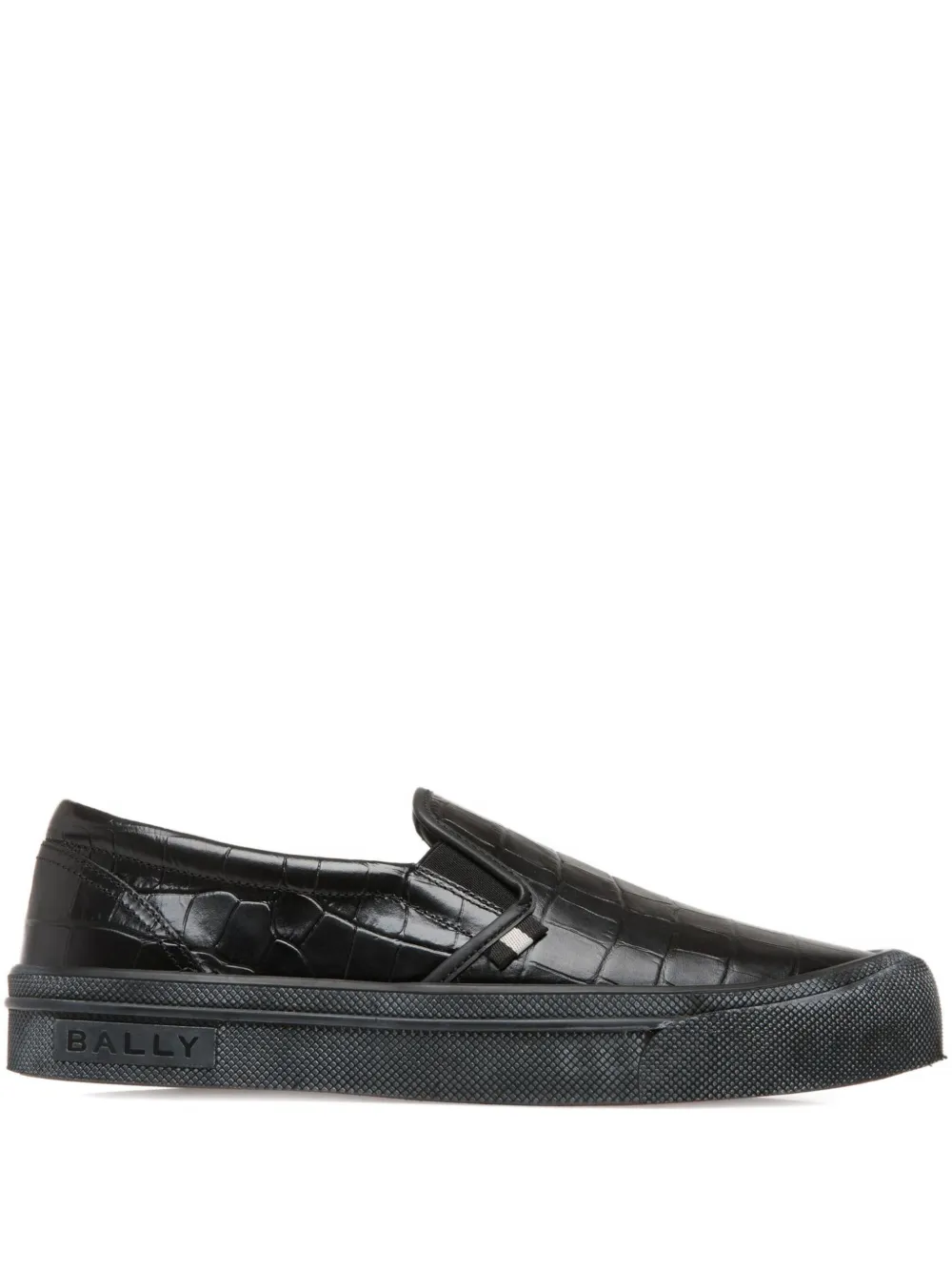 Bally embossed leather slip-on loafers Black
