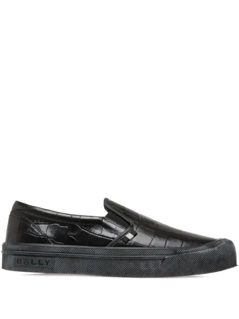 Bally embossed leather slip-on loafers