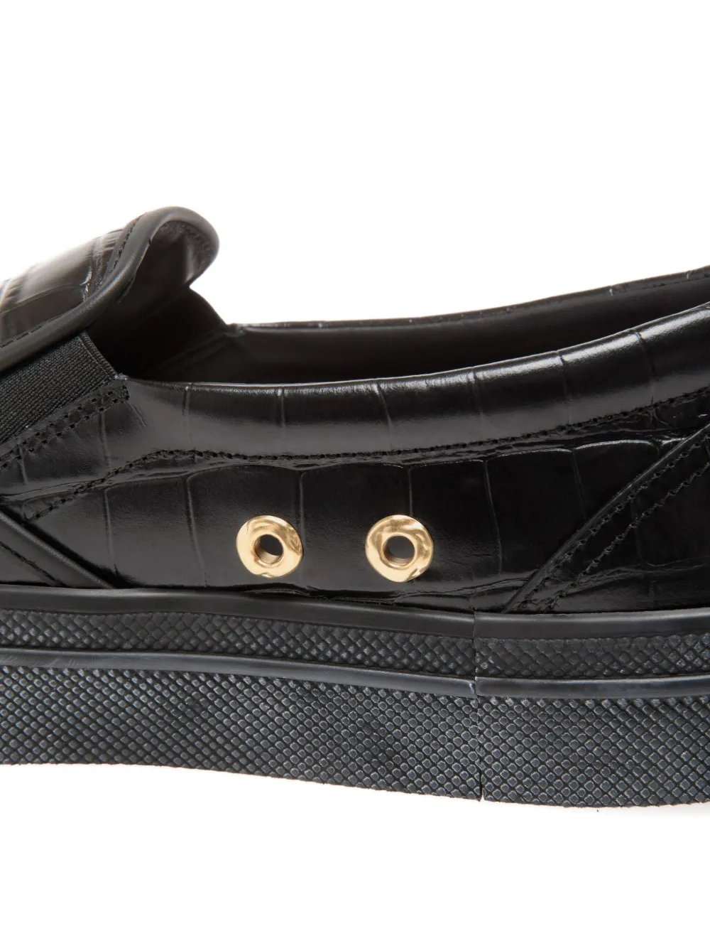 Bally embossed leather slip-on loafers Black