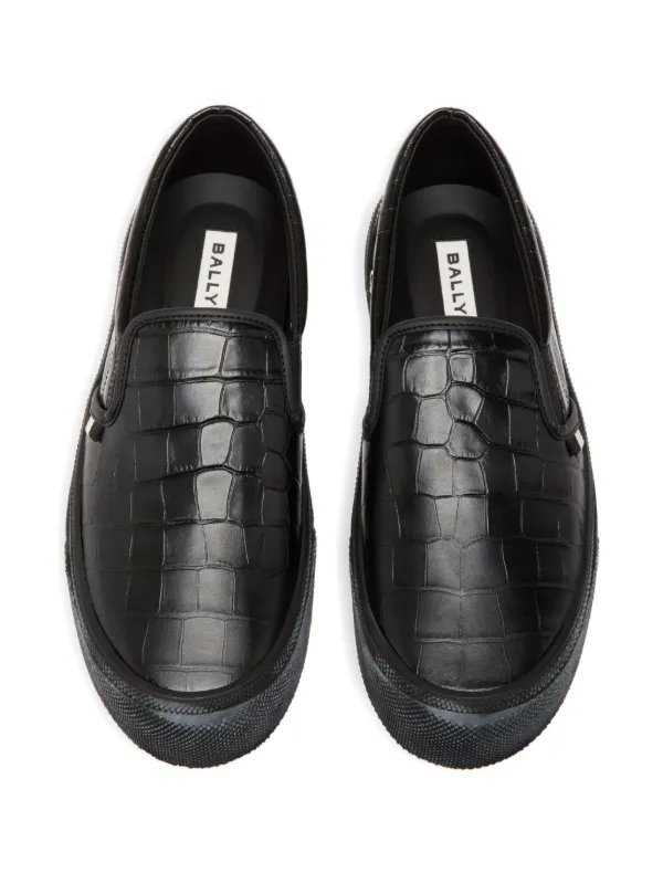 Bally Embossed Leather slip-on Loafers | Black | FARFETCH display picture 2