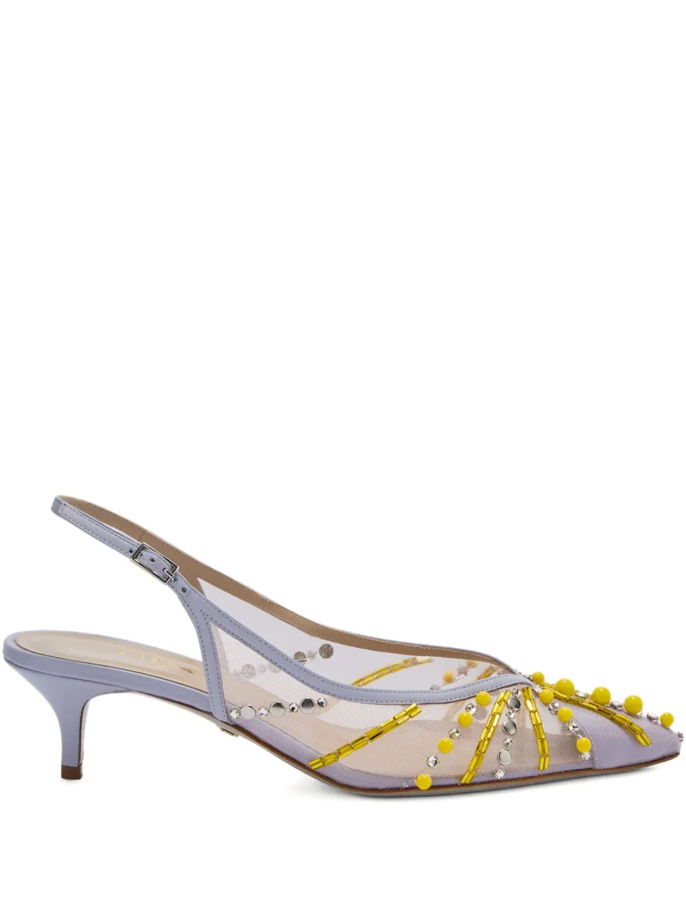 Genny 45mm beaded slingback pumps Purple