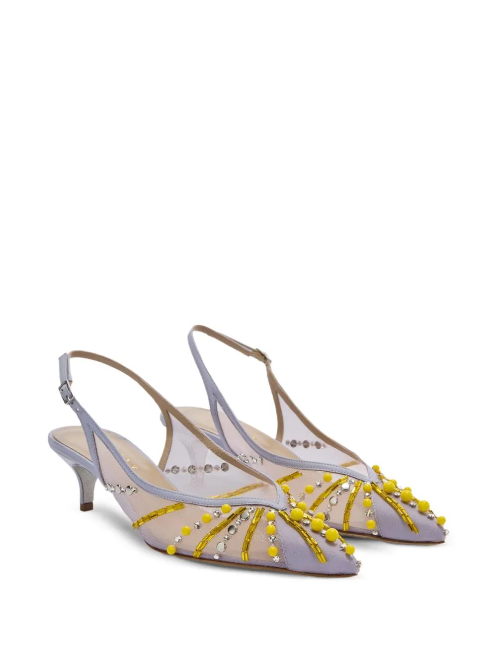 Genny 45 mm slingback pumps met kralen Paars