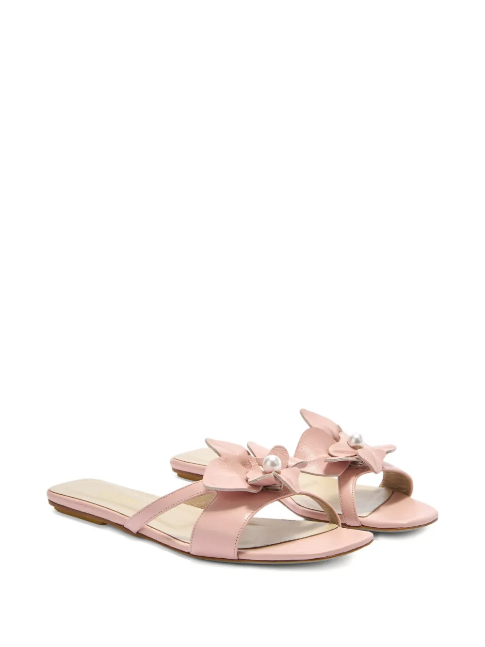 Genny flower-embellished leather sandals Roze