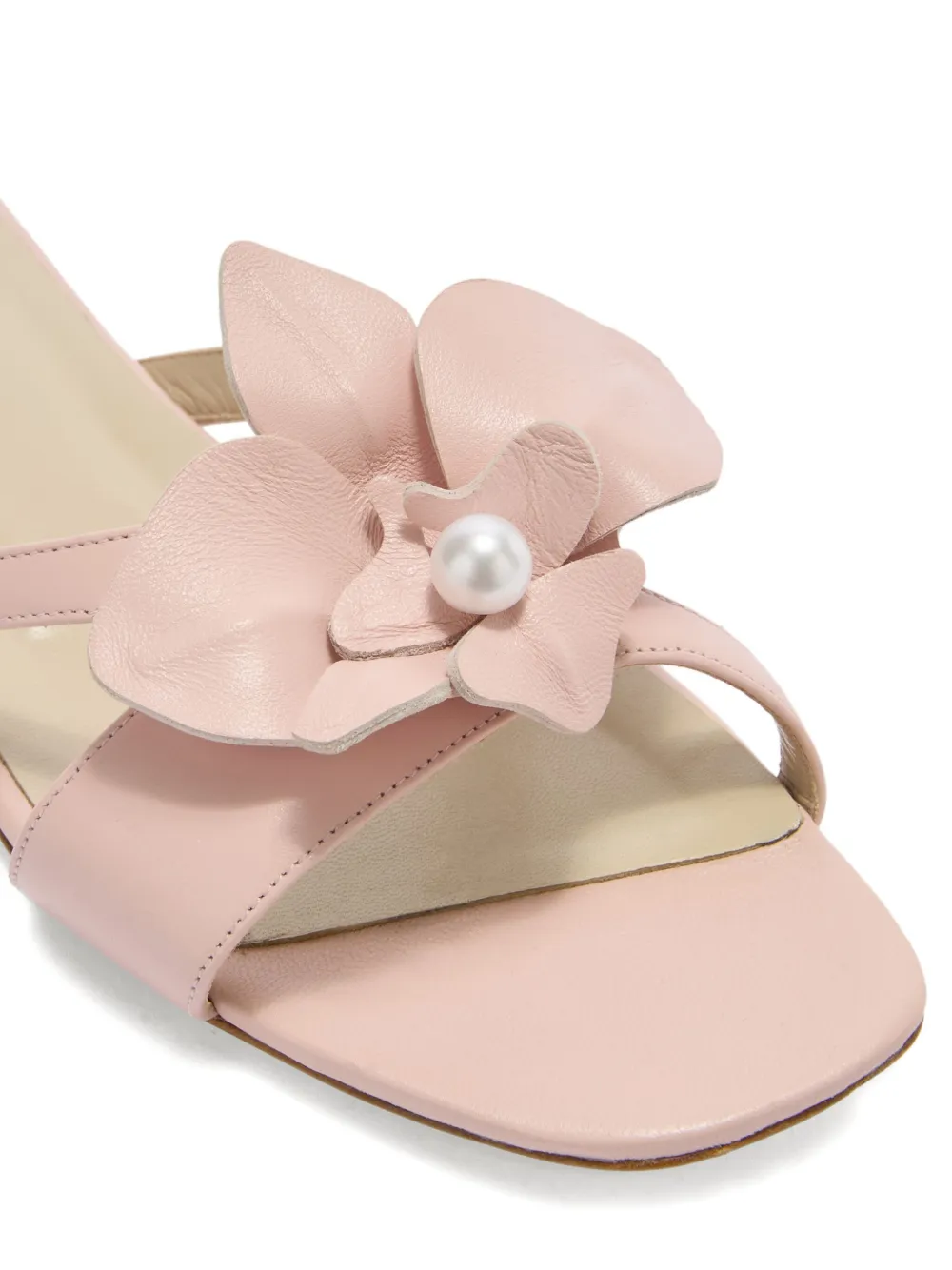 Genny flower-embellished leather sandals Roze