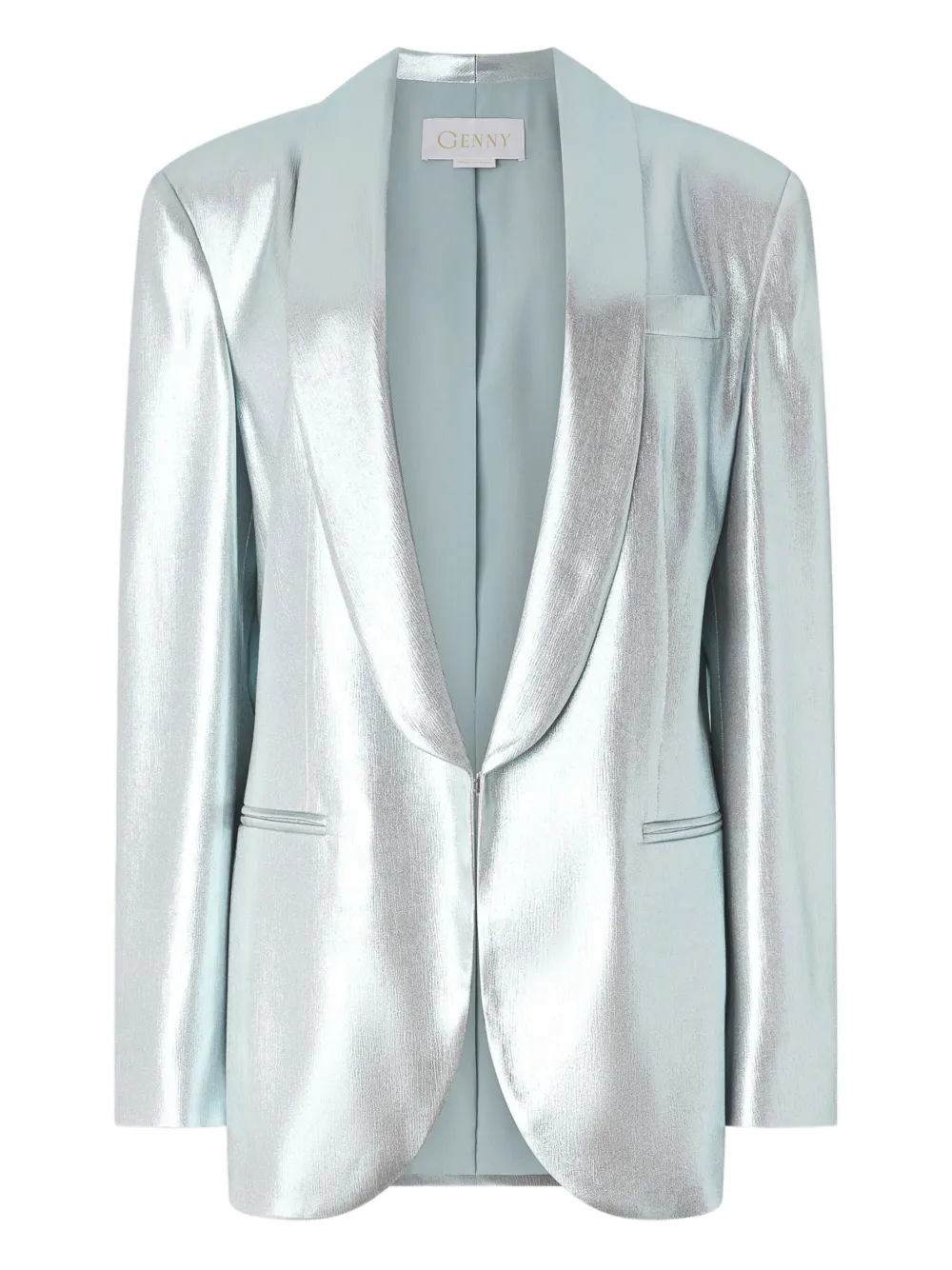 Genny metallic single-breasted blazer Blauw