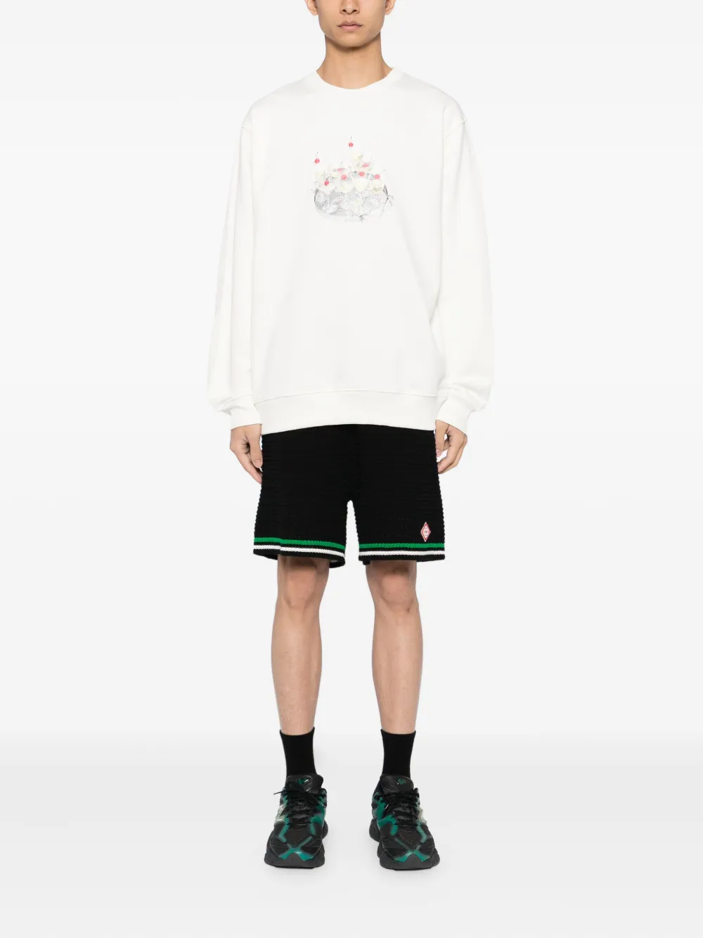 Drôle De Monsieur Sweater met cocktailprint Beige