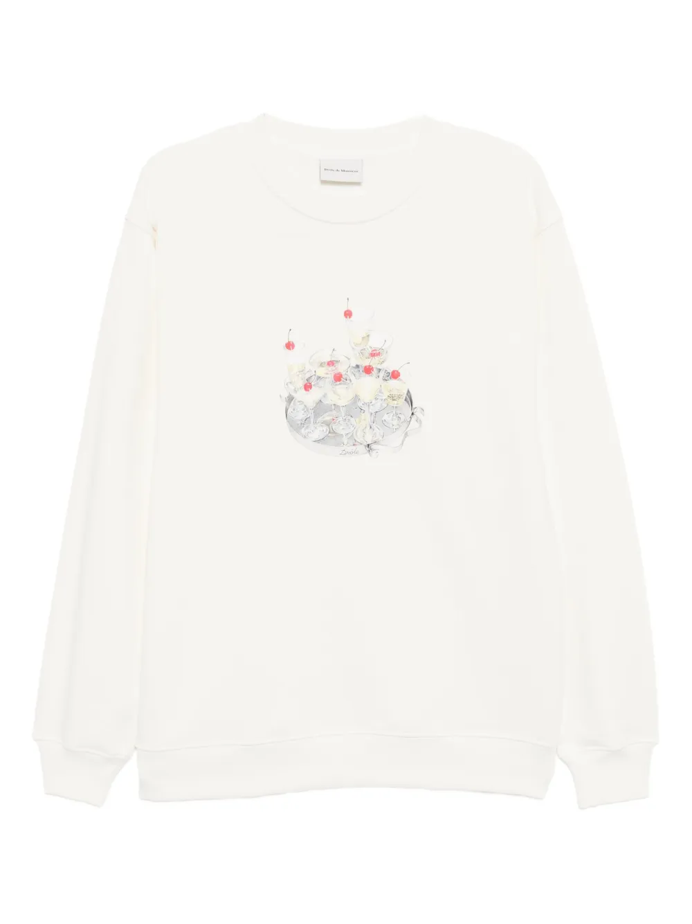 Drôle De Monsieur Sweater met cocktailprint Beige