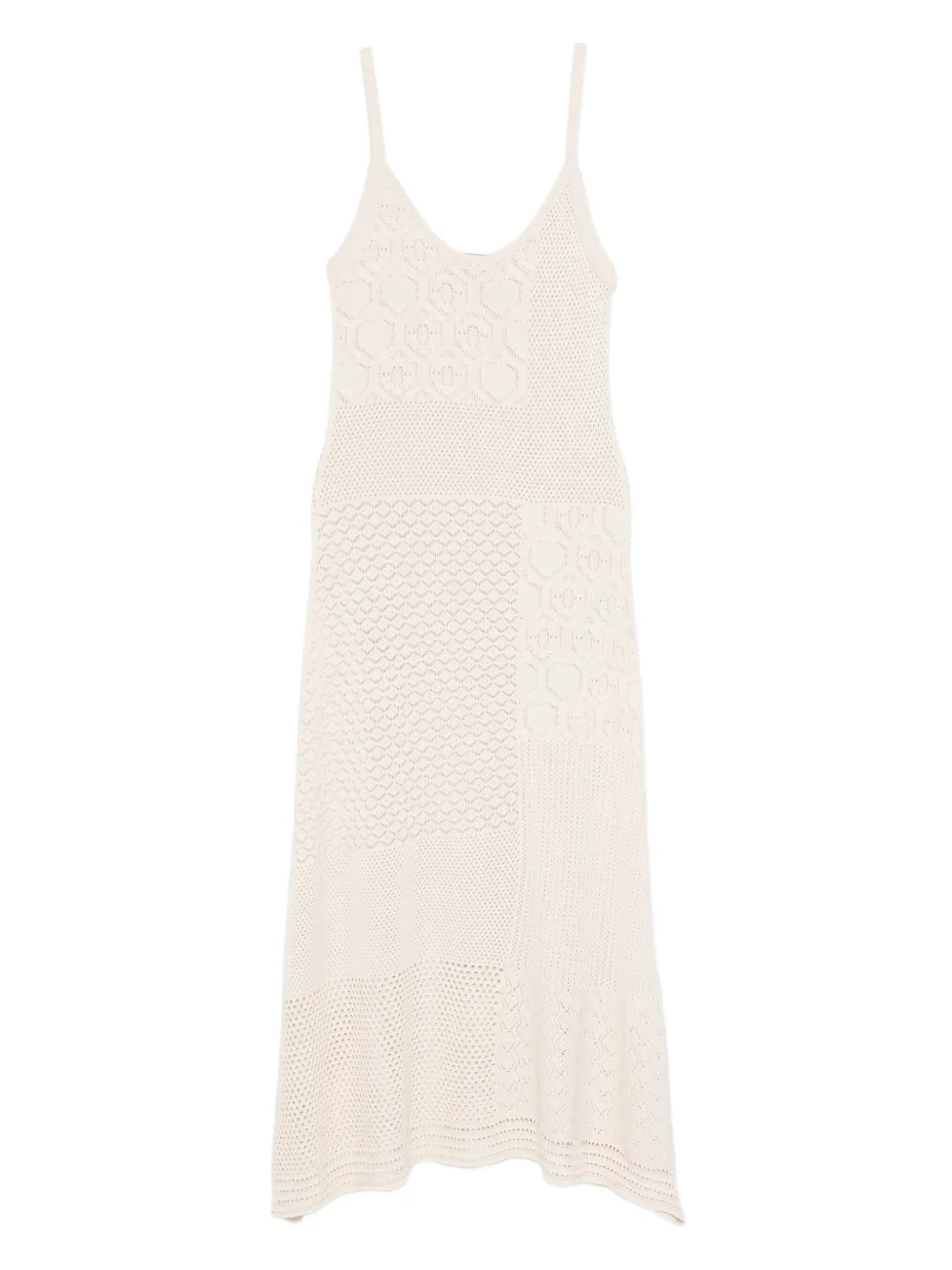 Akep Opengebreide jurk met patchwork Beige