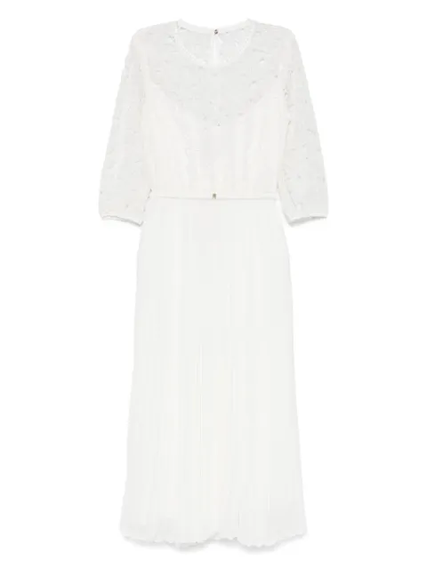 NISSA floral-embroidered pleated dress