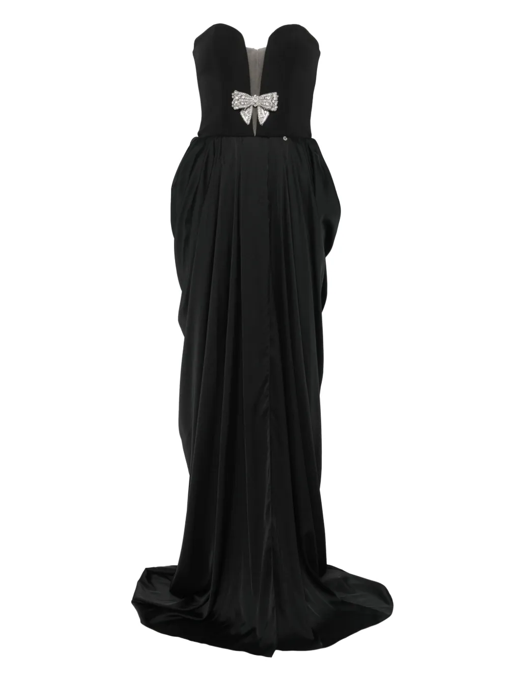 bow-embellished draped dress