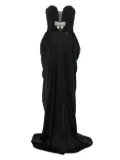 NISSA bow-embellished draped dress - Black