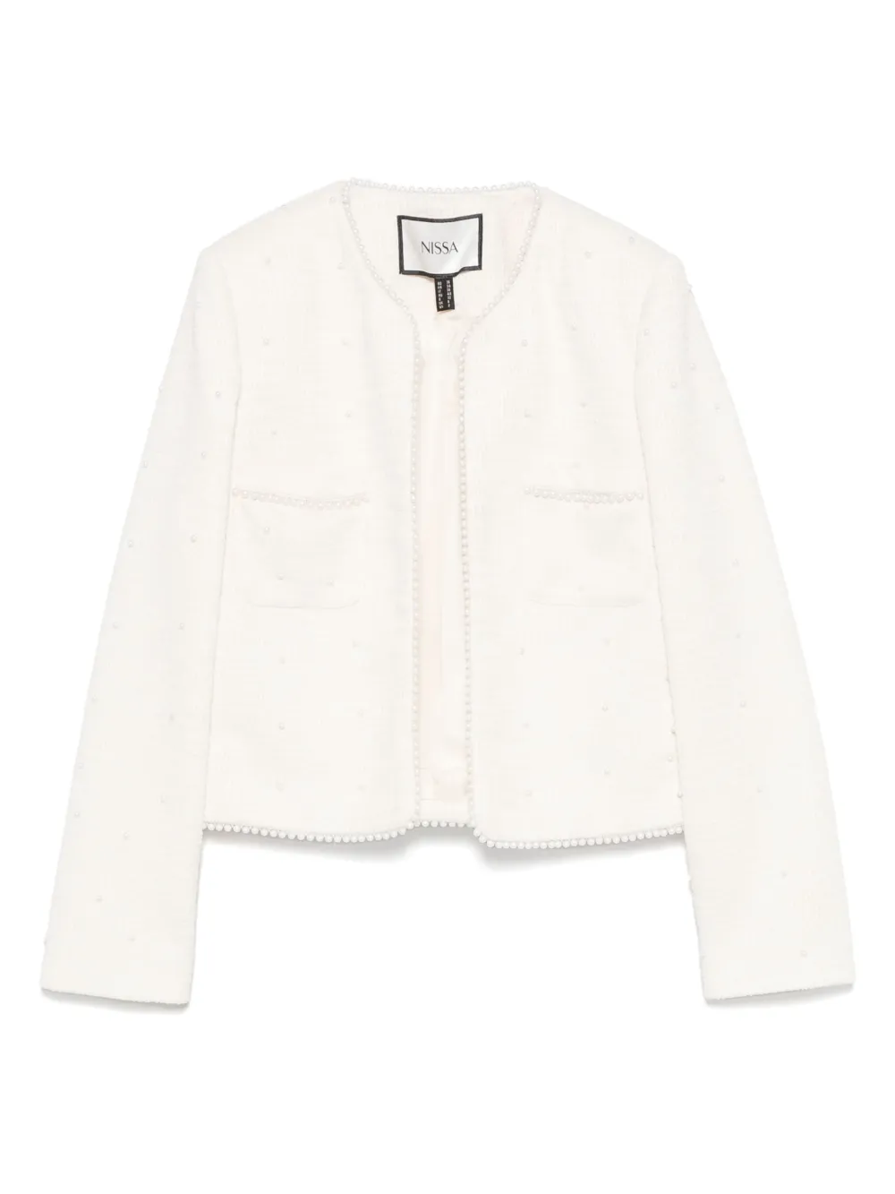 pearl-detail boucle jacket
