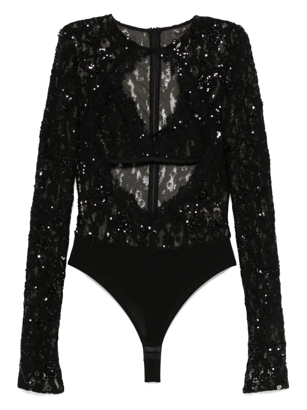 sequin-detail lace bodysuit
