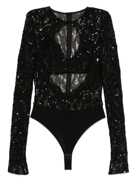 NISSA sequin-detail lace bodysuit