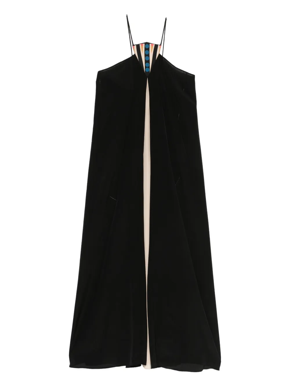 Volantis Zijden maxi-jurk met geometrische print Zwart