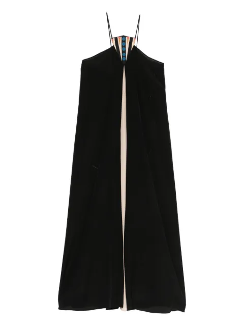 Volantis geometric-print silk maxi dress