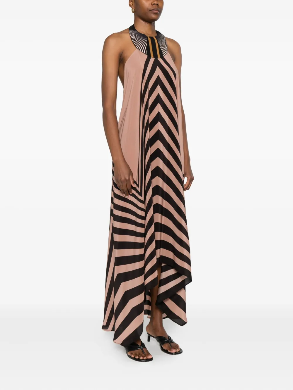 Volantis Maxi-jurk met halternek en geometrische print Zwart