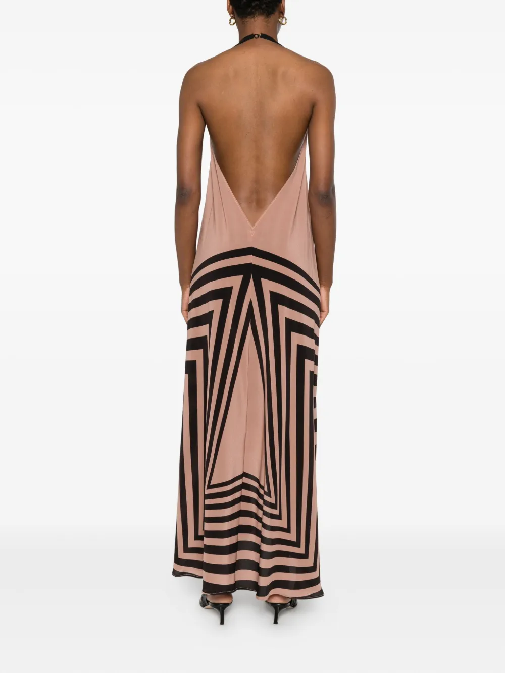 Volantis Maxi-jurk met halternek en geometrische print Zwart