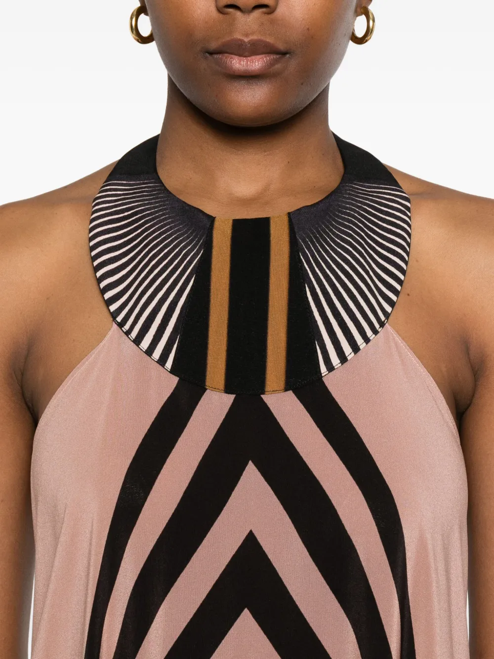 Volantis Maxi-jurk met halternek en geometrische print Zwart