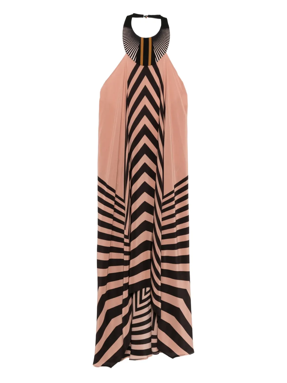 Volantis Maxi-jurk met halternek en geometrische print Zwart