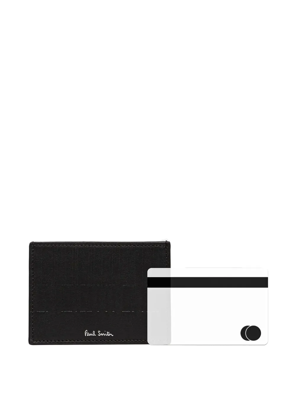 Paul Smith Shadow Stripe leather cardholder Zwart