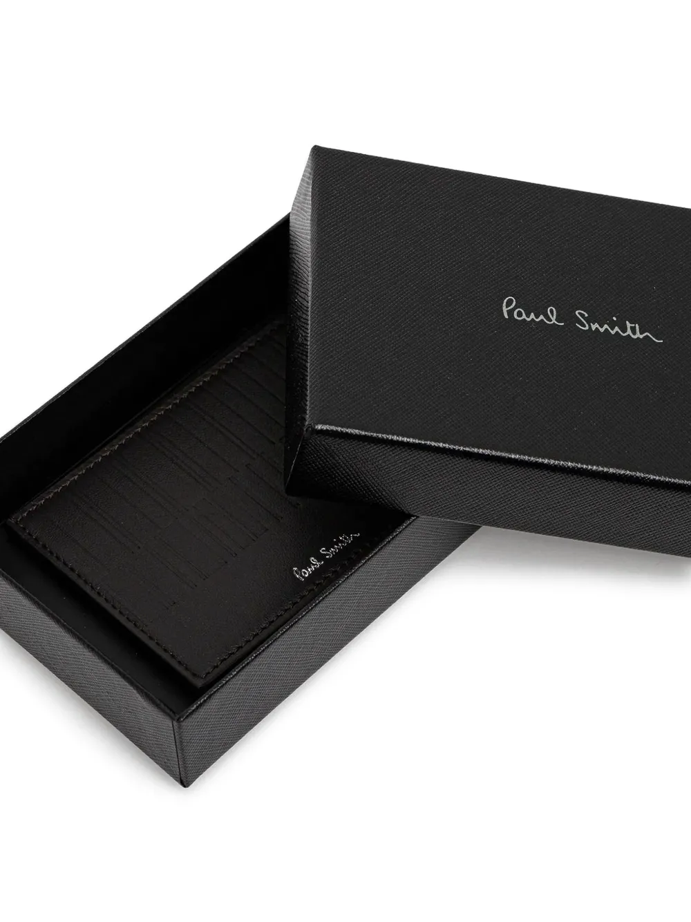 Paul Smith Shadow Stripe leather cardholder Zwart