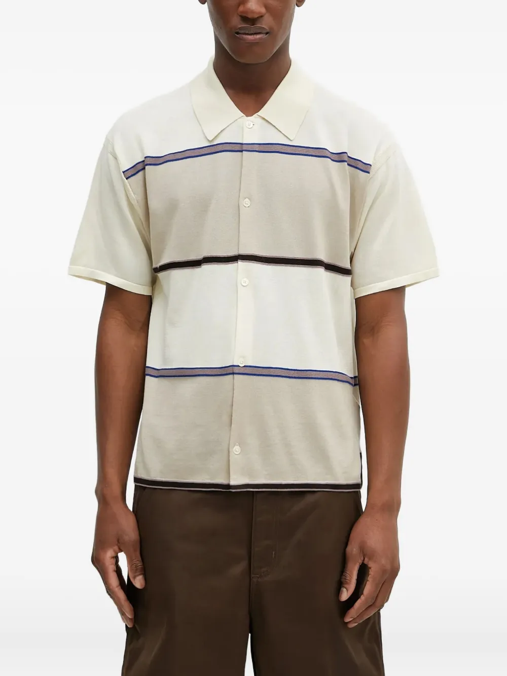Paul Smith polo-neck striped shirt - ニュートラル Paul Smith polo-neck striped shirt - ニュートラル
