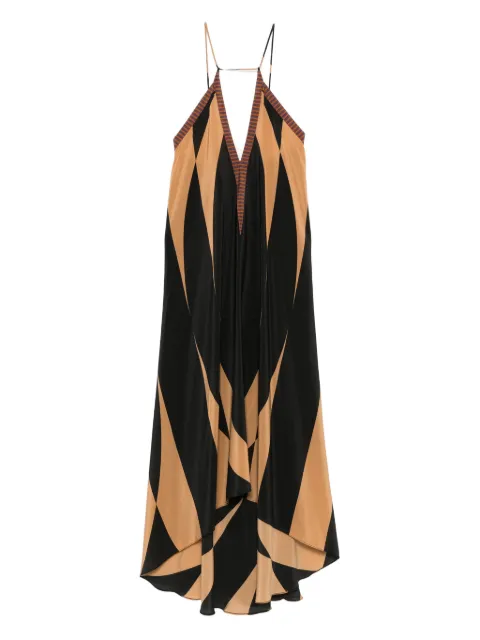 Volantis geometric-print silk midi dress