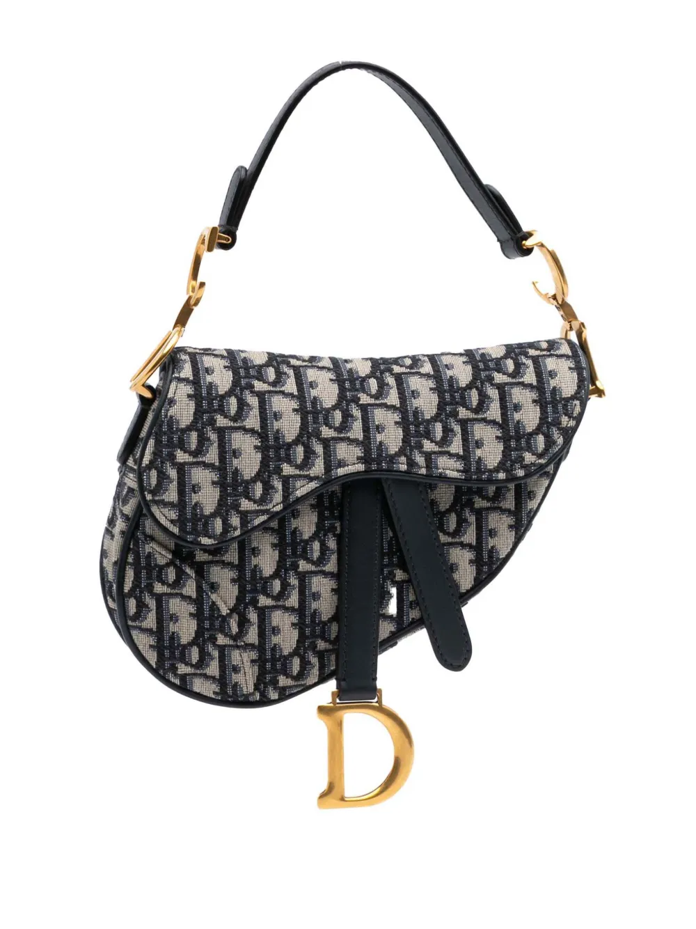 Christian Dior Pre-Owned 2020 Mini Oblique Canvas Saddle Bag satchel | Blue | Image 1