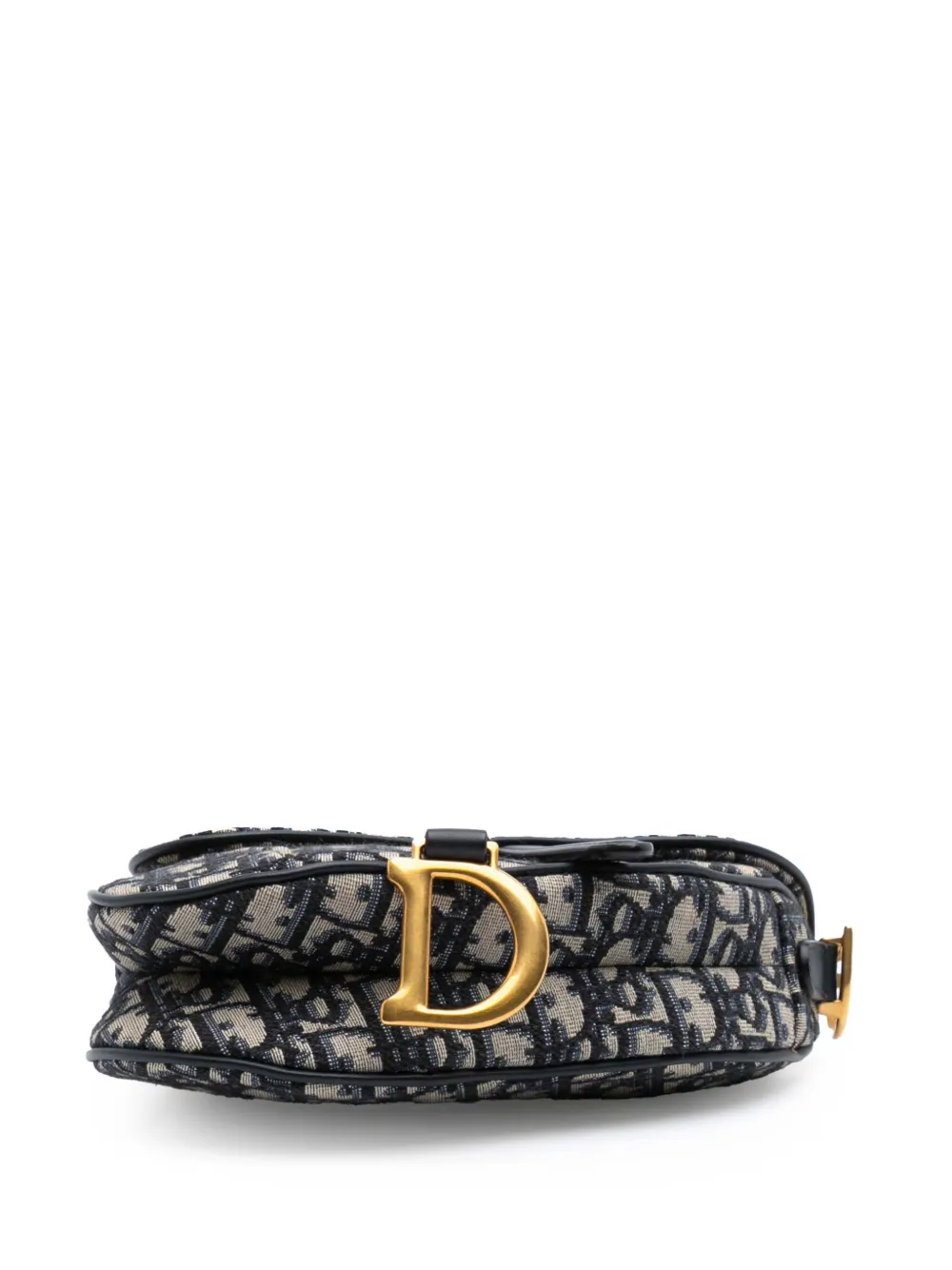 Pre-owned Dior 2020 Mini Oblique Canvas Saddle Bag Satchel In Blue